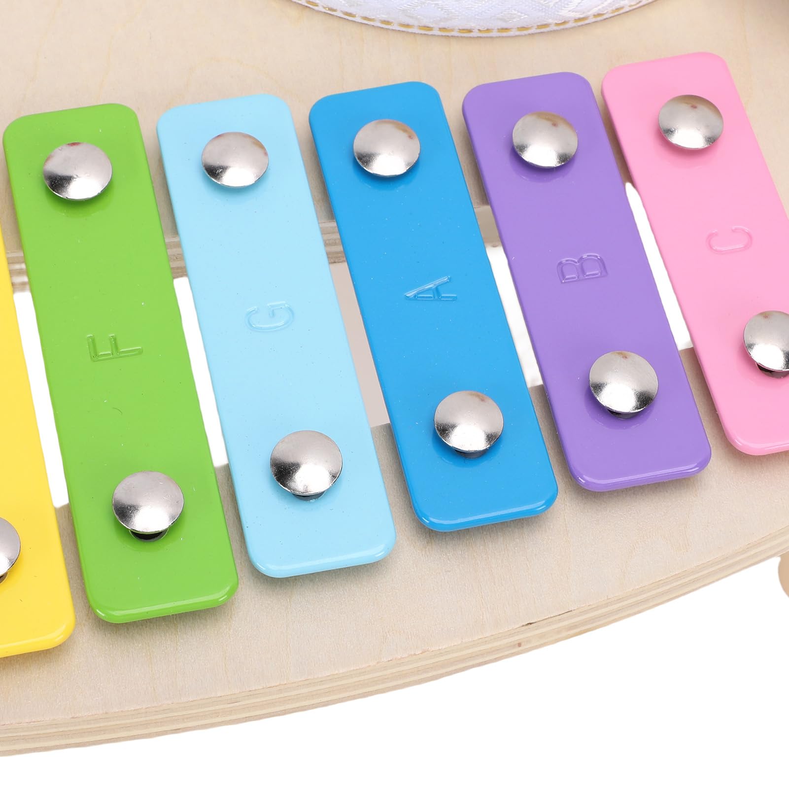 Jiawu Set di Batteria per Bambini in Legno, Costruzione in Tiglio Codificato a Colori per l'apprendimento degli Strumenti a Percussione in Legno, Giocattolo Musicale in con Bacchette e Accessori per