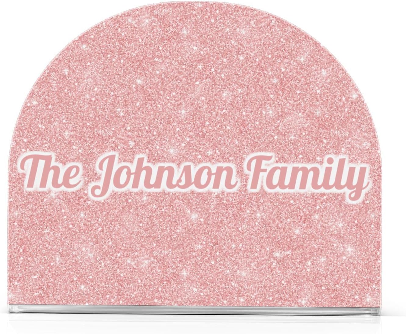 Light Pink Glitter Print Custom Acrylic Napkin Holder for