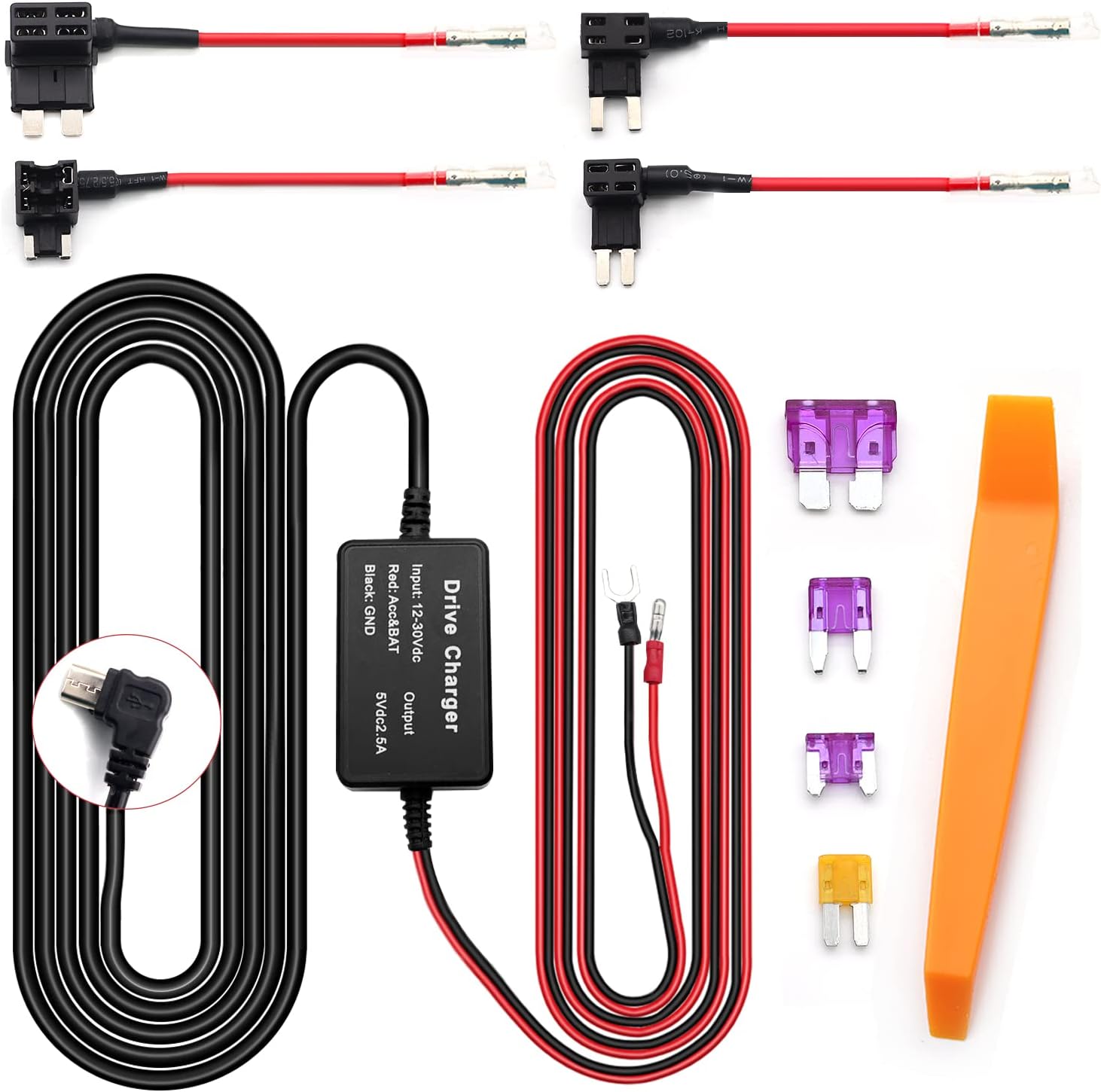 Buy Aienxn Dash Cam Hardwire Kit,12ft Micro USB Hardwiring Kit Fuse for