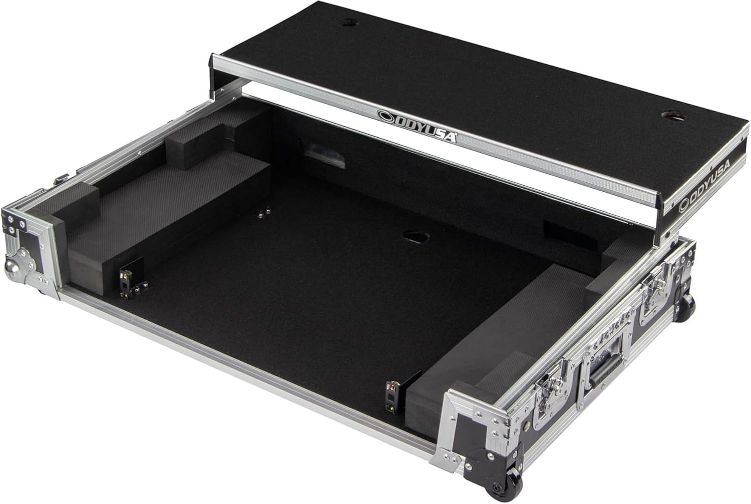 Odyssey DDJ-FLX10 1U Flight Case with Glide Style Laptop Platform and Corner Wheels