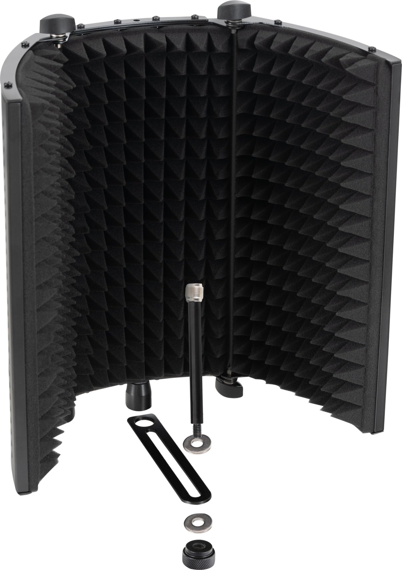 Pronomic MP-80F Micscreen Schwarz, Portabler Absorber und Diffusor | 5/8" Gewinde (plus Reduziergewinde auf 3/8"), 2 Klappgelenke mit Feststellschrauben, Absorber Breite: bis zu 40 cm, 5 cm