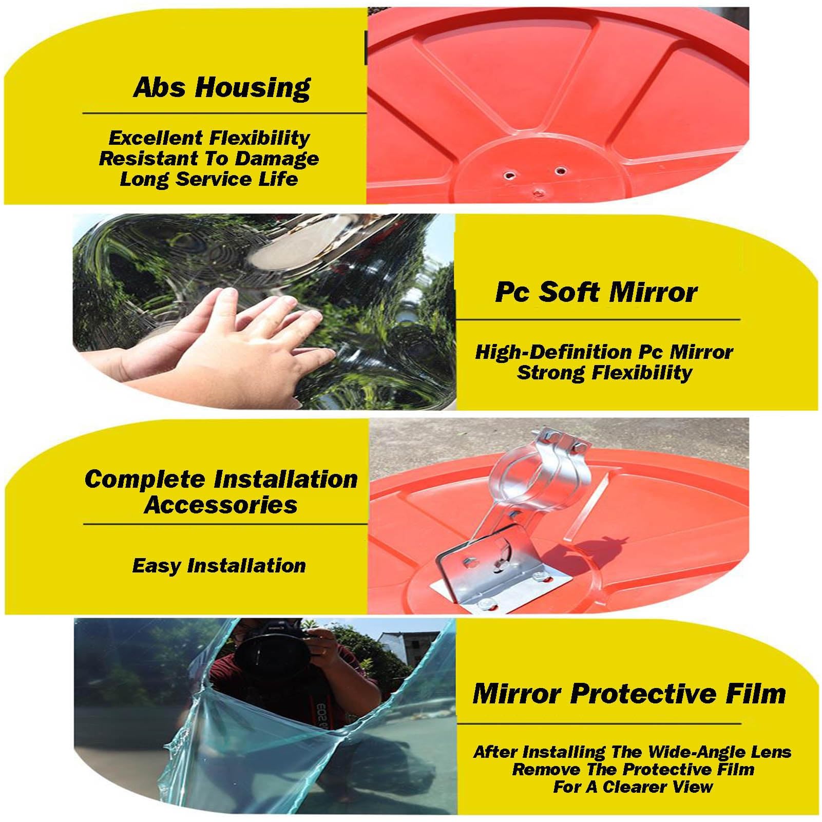 Espejo De Seguridad Curvo For Interiores,Espejo Convexo Redondo,Ángulo Ajustable,Vista Clara Gran Angular For Garaje, Hogar, Estacionamiento,oficina De Fábrica(80cm)
