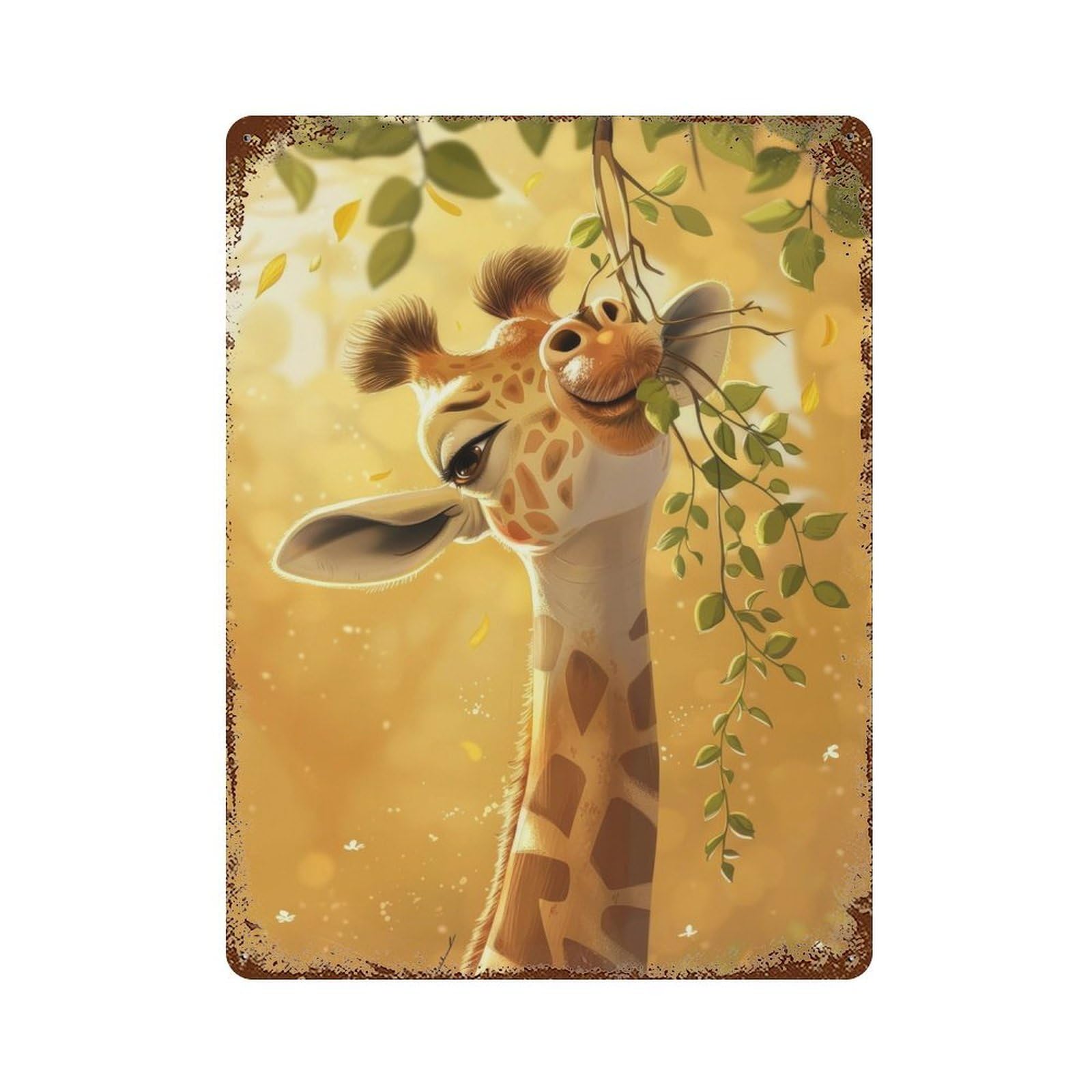Vintage Rust Metal Sign Baby Giraffe 15.7"x11.8", Shabby Chic Decor for Cafe, Home Bar And Lounge Decor