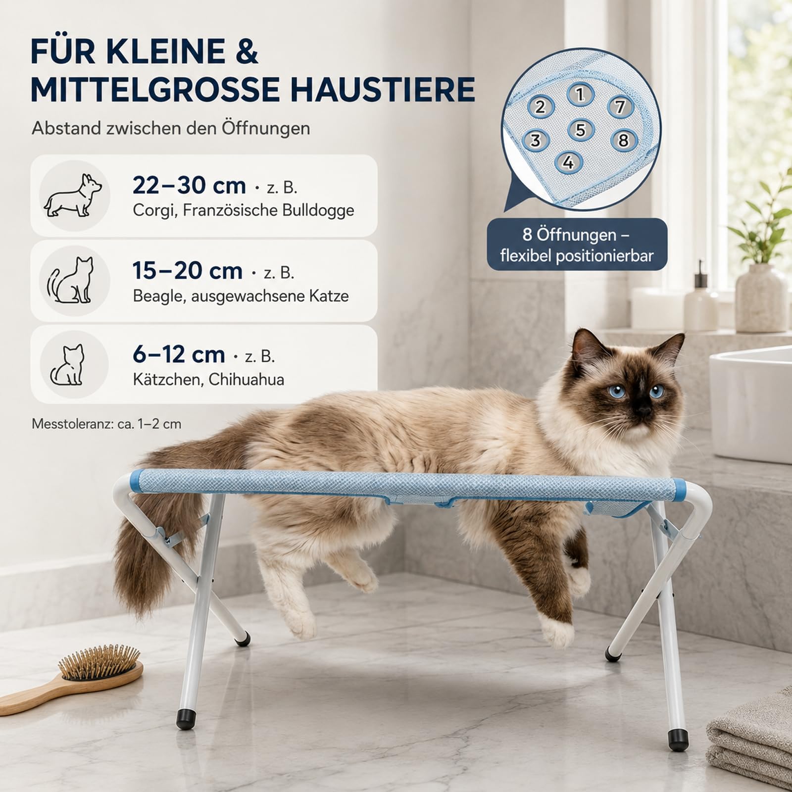 DZ'HUE Hundepflege HäNgematte, 2027 NEU Pet Shower Holder, Hunde Badehilfe, Faltbare Hundebadewanne Mit Gestell, Hundewaschtisch Klappbar, füR Haustierpflege Bad Salon (A-Blue)