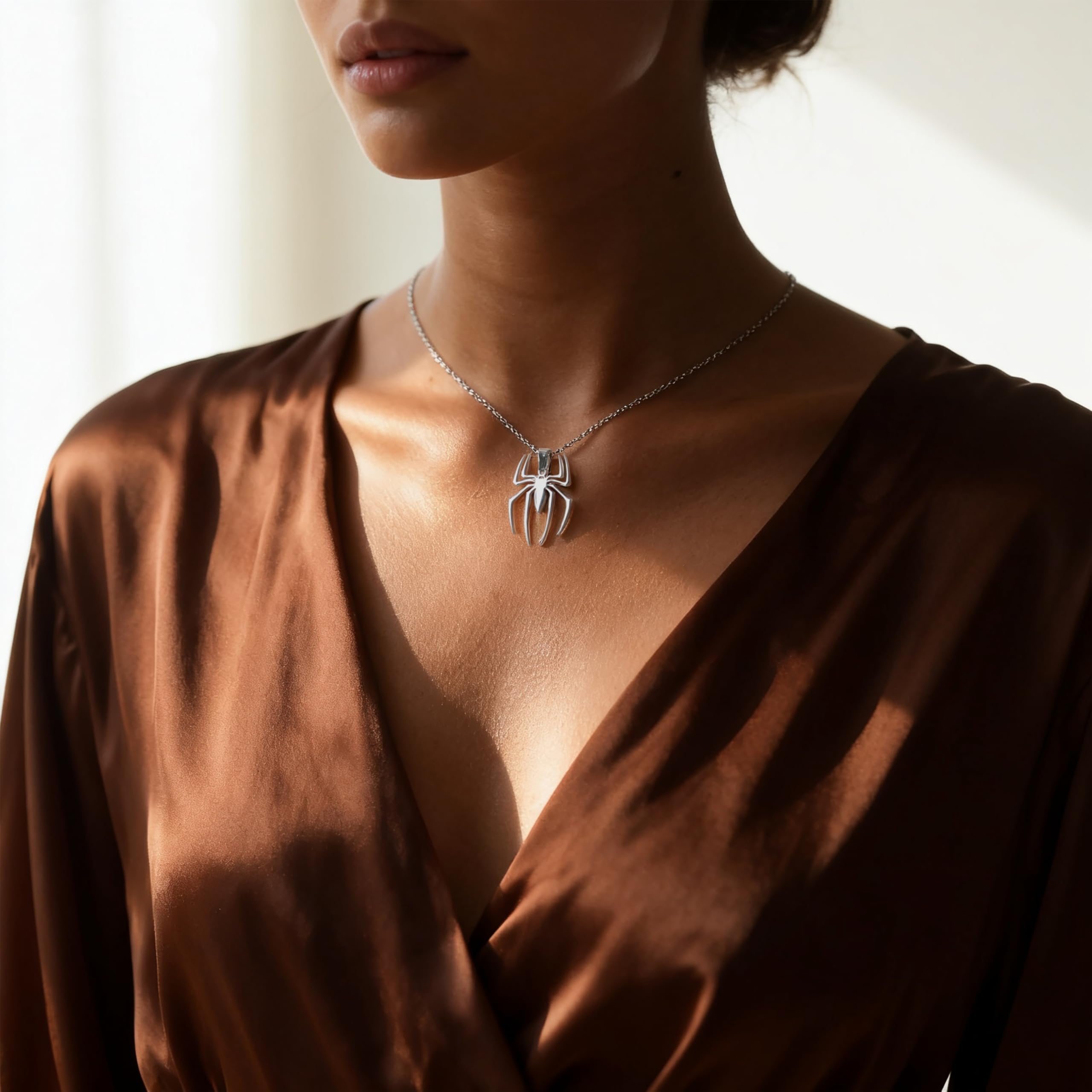 Dainty Silver Necklace for Women - Ankh Jesus Horse Celtic Cross Necklace for Women, Dainty Charm Spider Christian Gifts for Friends Sister Mom, Birthday, Christmas, Mother's Day, Graduation Gifts: Spider