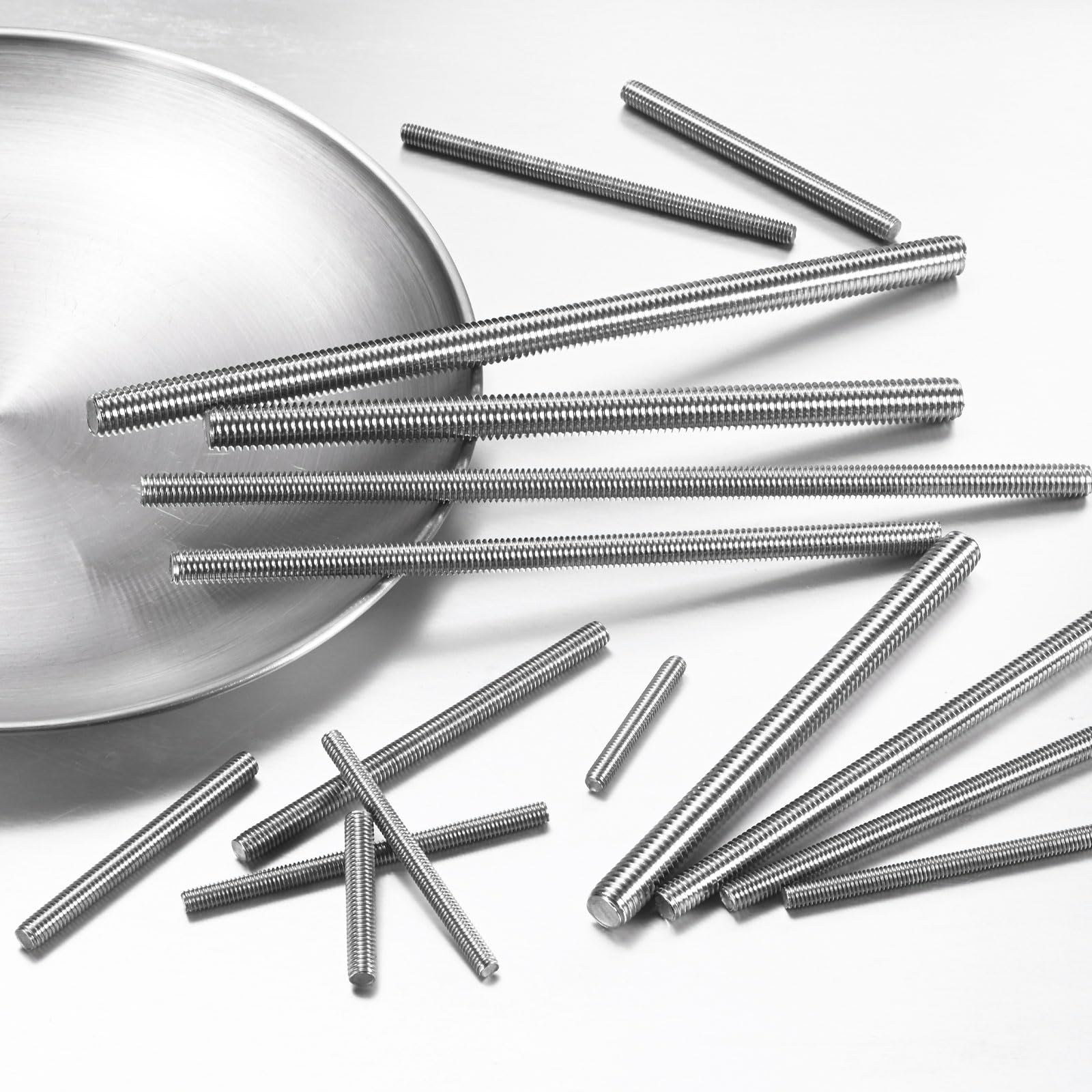 M METERXITY 4-Pack Barra Filettata Completa, M6x180mm 304 Acciaio Inossidabile Filettatura Destra Barra Perno per Bulloni di Ancoraggio/Serraggi/Bulloni a U, Vite Filettata Metrica
