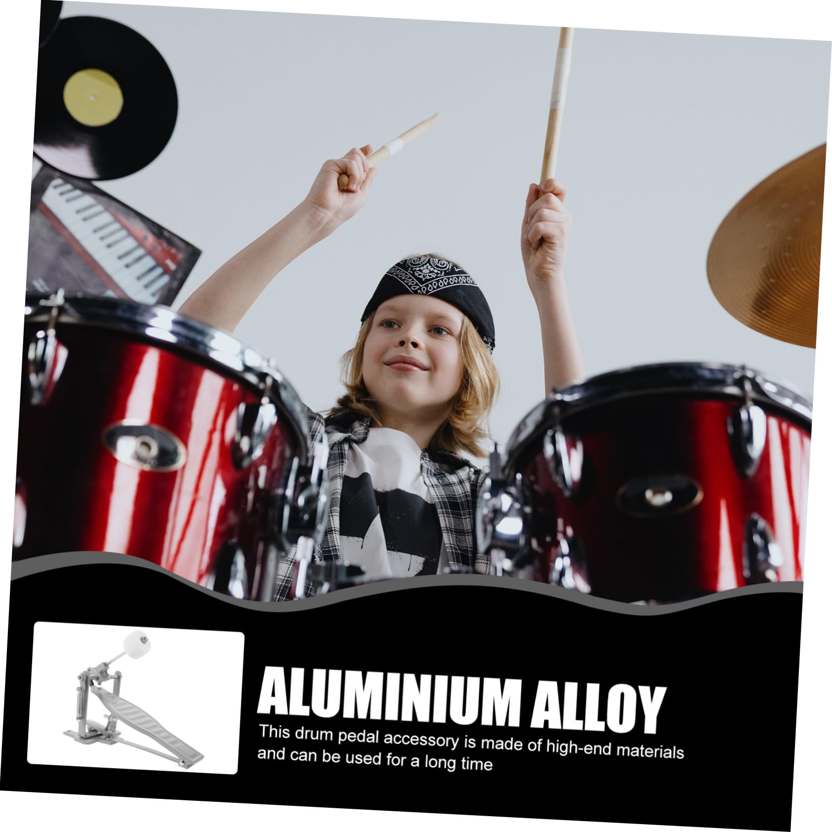 PartyKindom Pedale Accessorio per Lega Alluminio di Batteria Professionale in Angolo Martello Regolabile Affidabile Bianco per Tamburo per Batteristi di Kit Percussioni