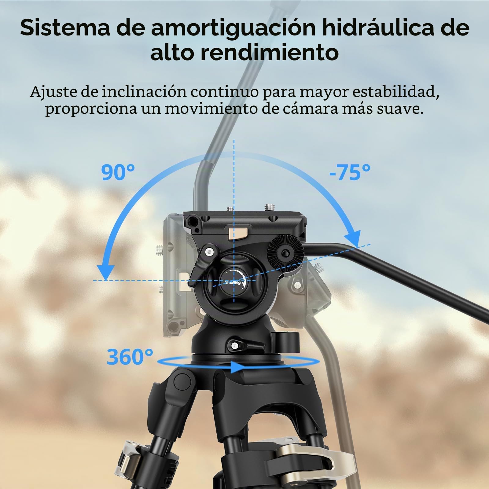 SMALLRIG AD-01S Trípode de Video, Trípode Resistente de 74" con Cabezal Fluido con Movimiento Horizontal y Vertical, Placa de Liberación Rápida de Modo Dual, Carga hasta 13,2 LB/6 kg para DSLR - 4686