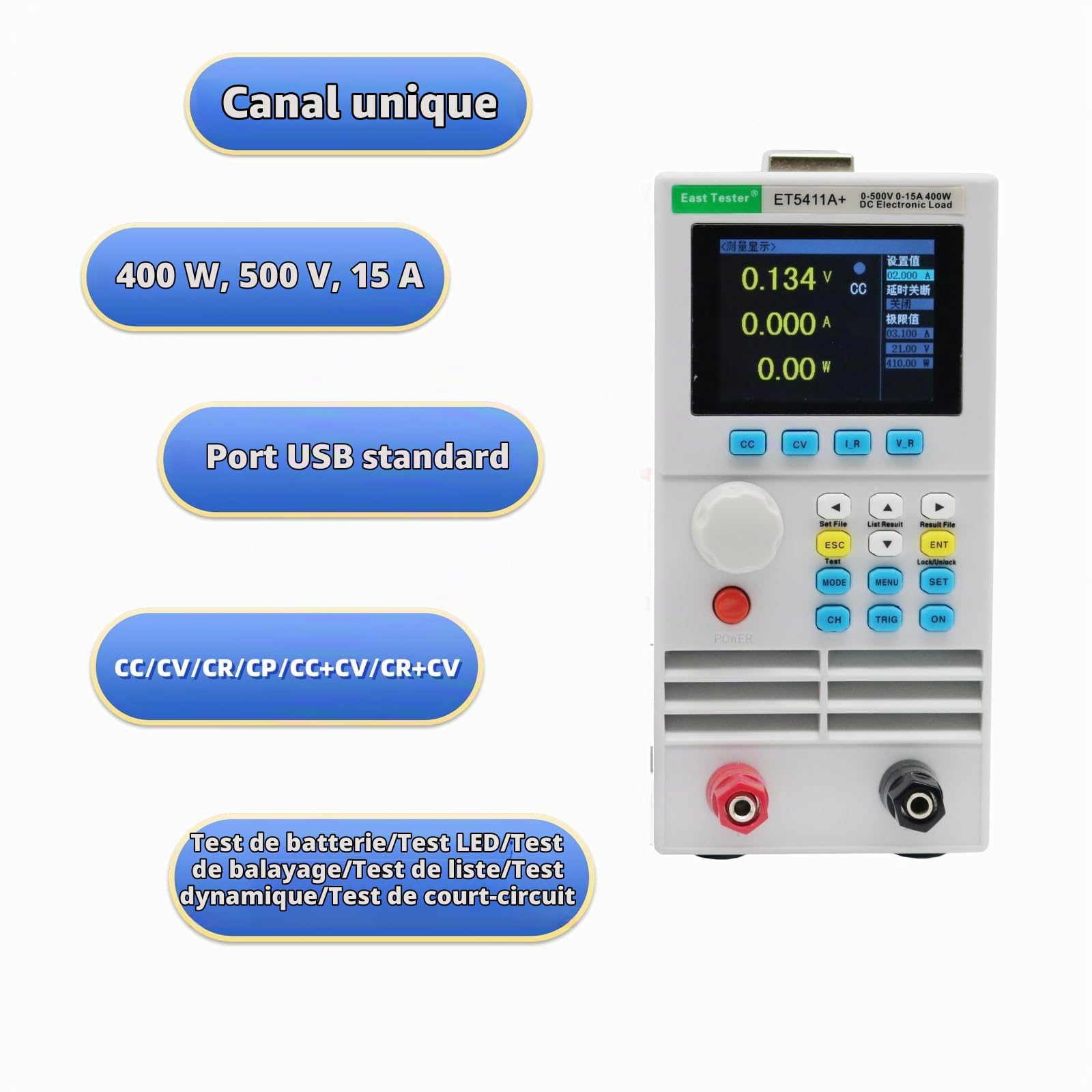 ET5410A+ Testeur de charge électronique, DC testeur de capacité de batterie programmable 400 W 150 V 40 A
