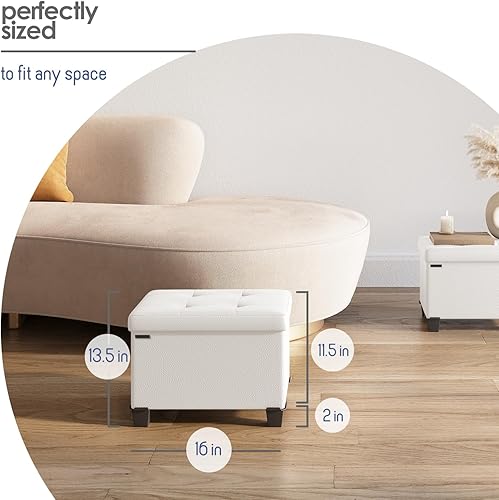 Miniatura 377 de Otomana plegable para dormitorio o sala de estar, con contenedores de almacenamiento, reposapiés para el extremo de la cama, soporta hasta 660 lb,