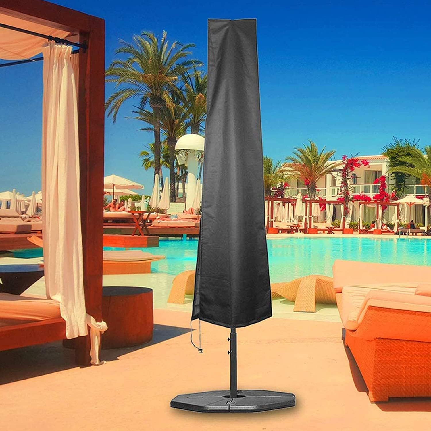 Housse de protection parasol déporté imperméable fermeture éclair 2,1 m à 3,4 m extérieur résistant aux déchirures