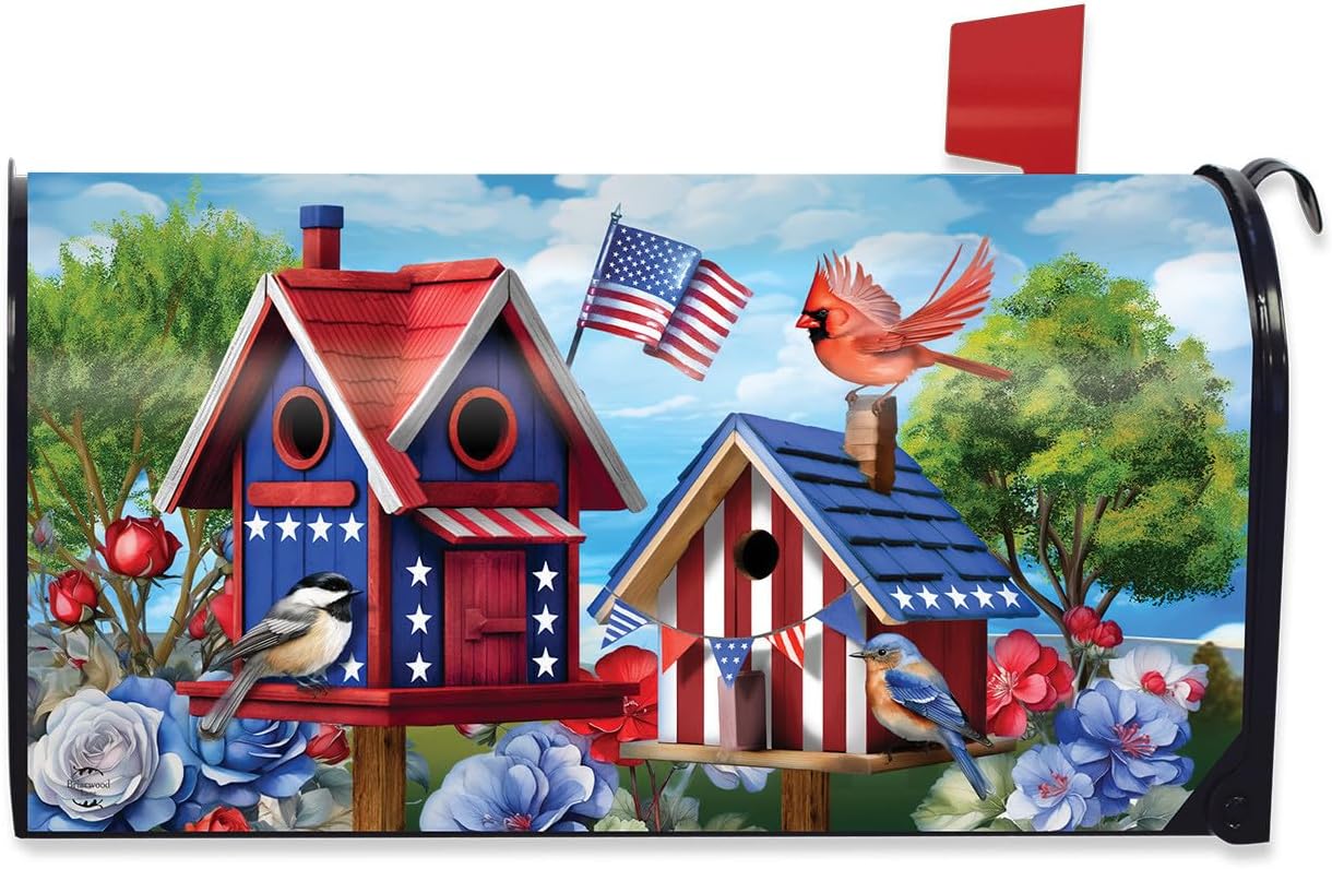 Briarwood Lane Home of the Free Birdhouses Mailbox Cover