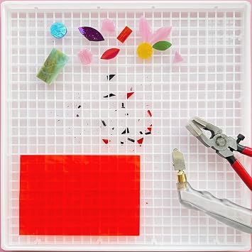 Stained Glass Cutting Mat with Tray, Great for Scoring and Cutting Glass, Catching Glass Shards in Grids, Removable Double-layer Design, Easy to Clean, Stained Glass Cutting Tools Supplies12x12