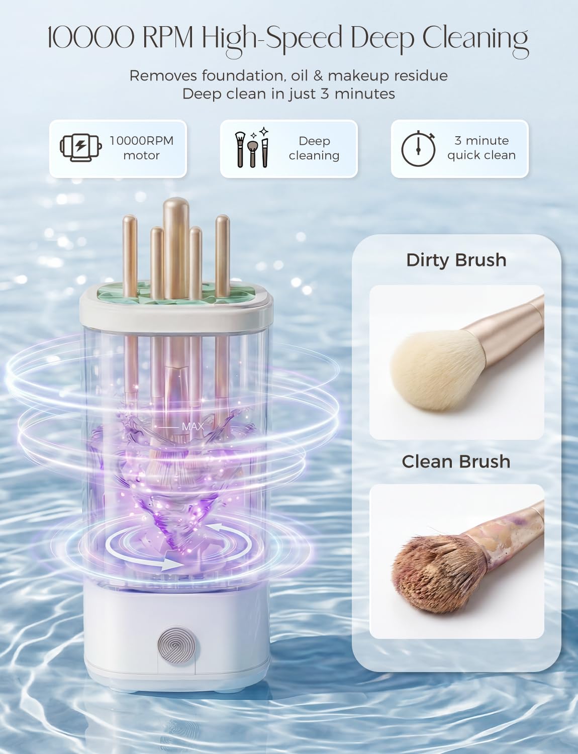 Macchina elettrica per la pulizia dei pennelli da trucco, 3 in 1, detergente e rondella, strumento di pulizia, pennelli per la pulizia dei pennelli per cosmetici per tutte le dimensioni, set di