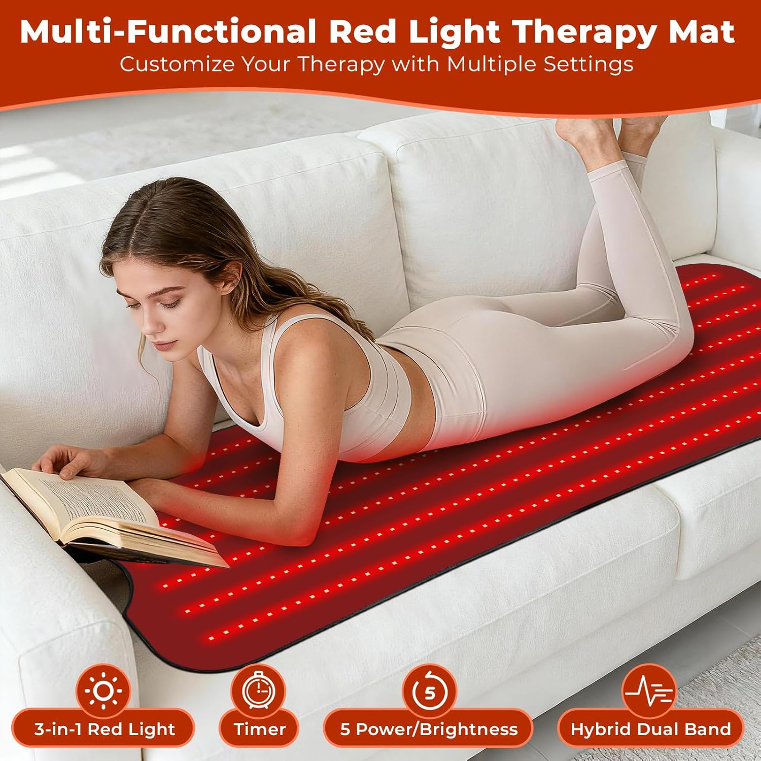 Professional Grade Red Light Therapy Mat, 60"x24" Large Red Light Pad for Body, 660nm & 850nm Red Light Portable Home Therapy Device for Men Women Elderly, Gifts for Lover Friends Family - Image 6