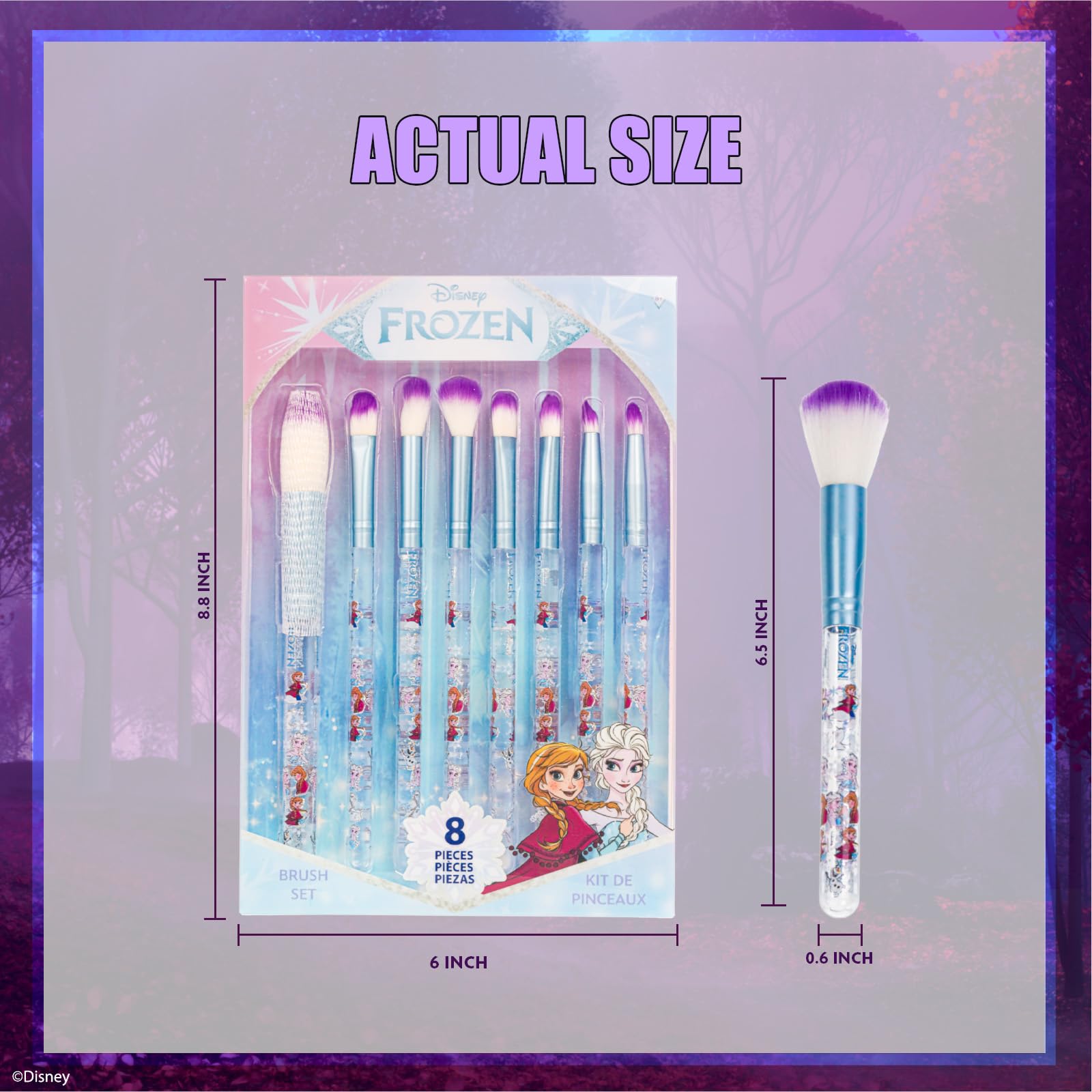 Frozen Zestaw 8 Pędzli do Makijażu Cienie i Róż