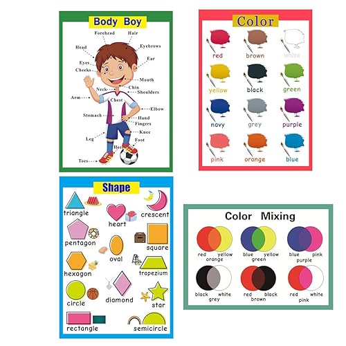 Miniatura 9 de 4 carteles educativos laminados para preescolares para niños pequeños, gráficos de pared educativos, carteles de aula escolar, decoraciones de clase