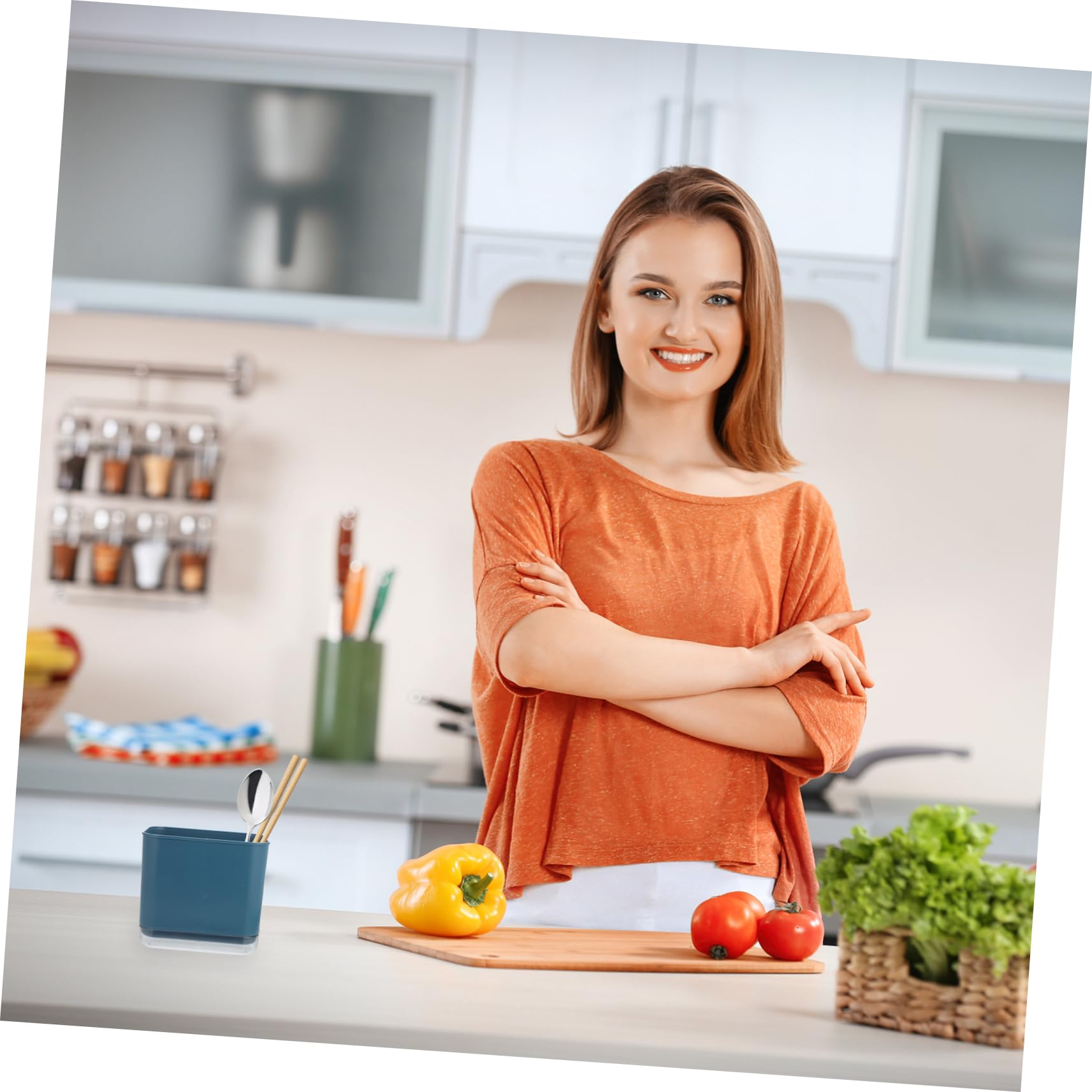 Wakauto 1pc Creative Drain Rack for Kitchen Storage Double Grid Chopstick Holder Stylish Tableware Organizer Space Saving Design for Countertops and Narrow Areas