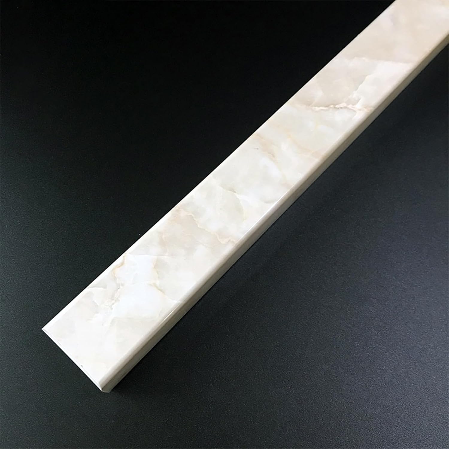 Floor Transition Strip Marble Grain Edge Protector, Solid Transition Strip for Bathrooms/Toilets Doorways, Waterproof Threshold Bar Stops Water Flow,Style C-Length: 50 cm