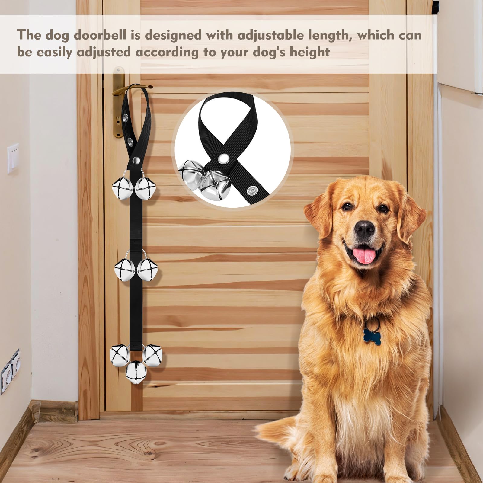 YHTCC 2 packs of dog doorbells, adjustable length dog training doorbell hung on the door knot, with 7 loud jingles - Image 4