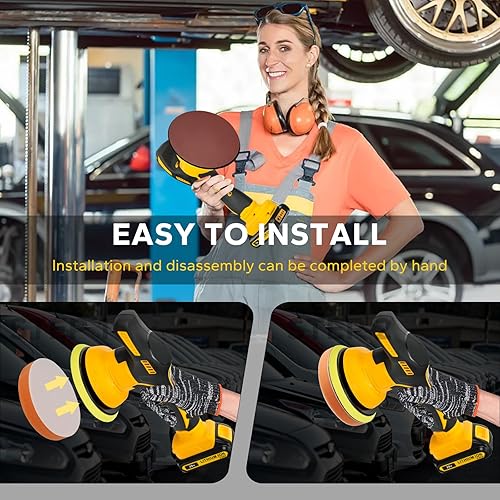 Miniatura 6 de Kit de pulidores y pulidores de automóvil inalámbrico para batería Dewalt de 20 V, pulidora para detalles de automóviles con 8 velocidades variables