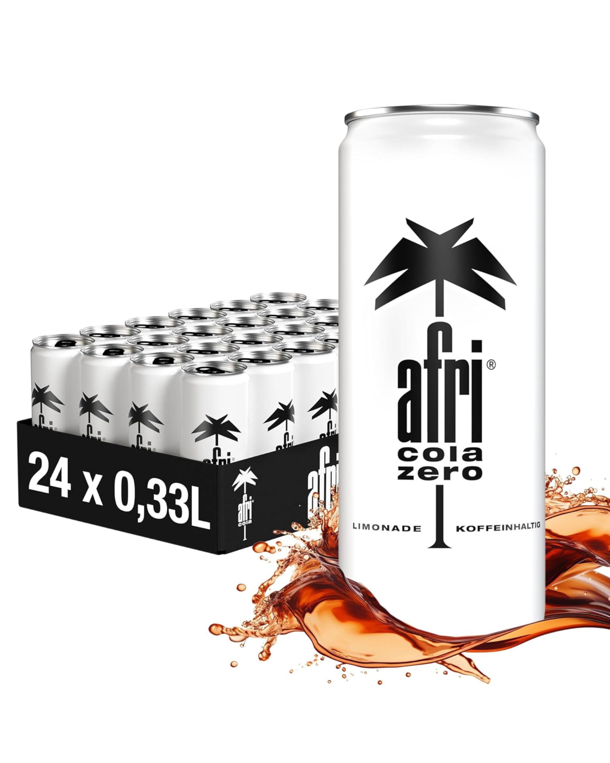 afri cola Zero – Cola-Drink kalorienfrei 24 x 330 ml in der Dose – Kultgetränk ohne Zucker mit vollem afri-Geschmack – Koffeinhaltige Cola-Limonade mit Süßungsmitteln in praktischen Getränkedosen