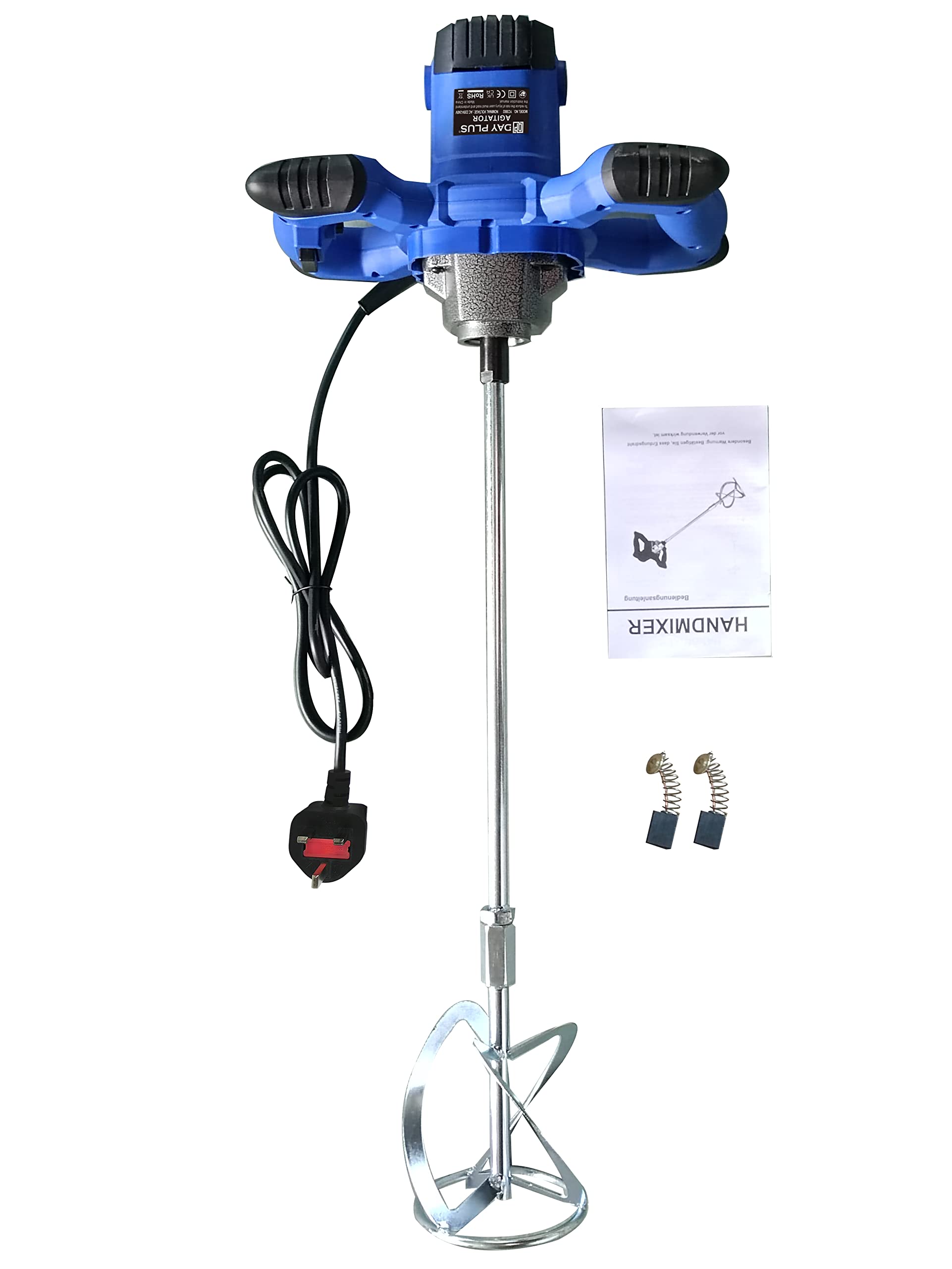 Taladro mezclador de paletas - Agitador/mezclador eléctrico con selección de engranajes - Paleta mezcladora eléctrica de 550 W - Herramienta de mano para mezclar yeso, pintura, mortero, pegamento,