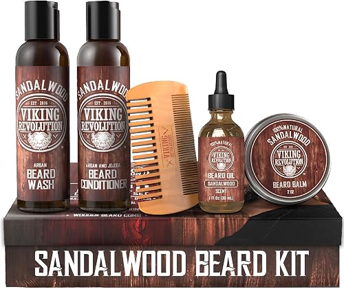 Ultimate Beard Care Conditioner Kit - Beard Grooming Kit for Men Softens, Smoothes and Soothes Itch-Contains Beard Oil, Beard Balm, Wash & Conditioner and Comb - Sandalwood Scent