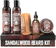 Viking Revolution Ultimate Conditioner for Men's Beard Grooming - Softens, Smoothes and Soothes Beard Itch- Contains Wash, Conditioner, Oil, Balm and Comb- Sandalwood Scent