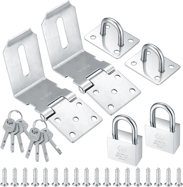 4 Inch 90° Heavy Duty Padlock Hasp - Stainless Steel Door Lock for Gates and Doors