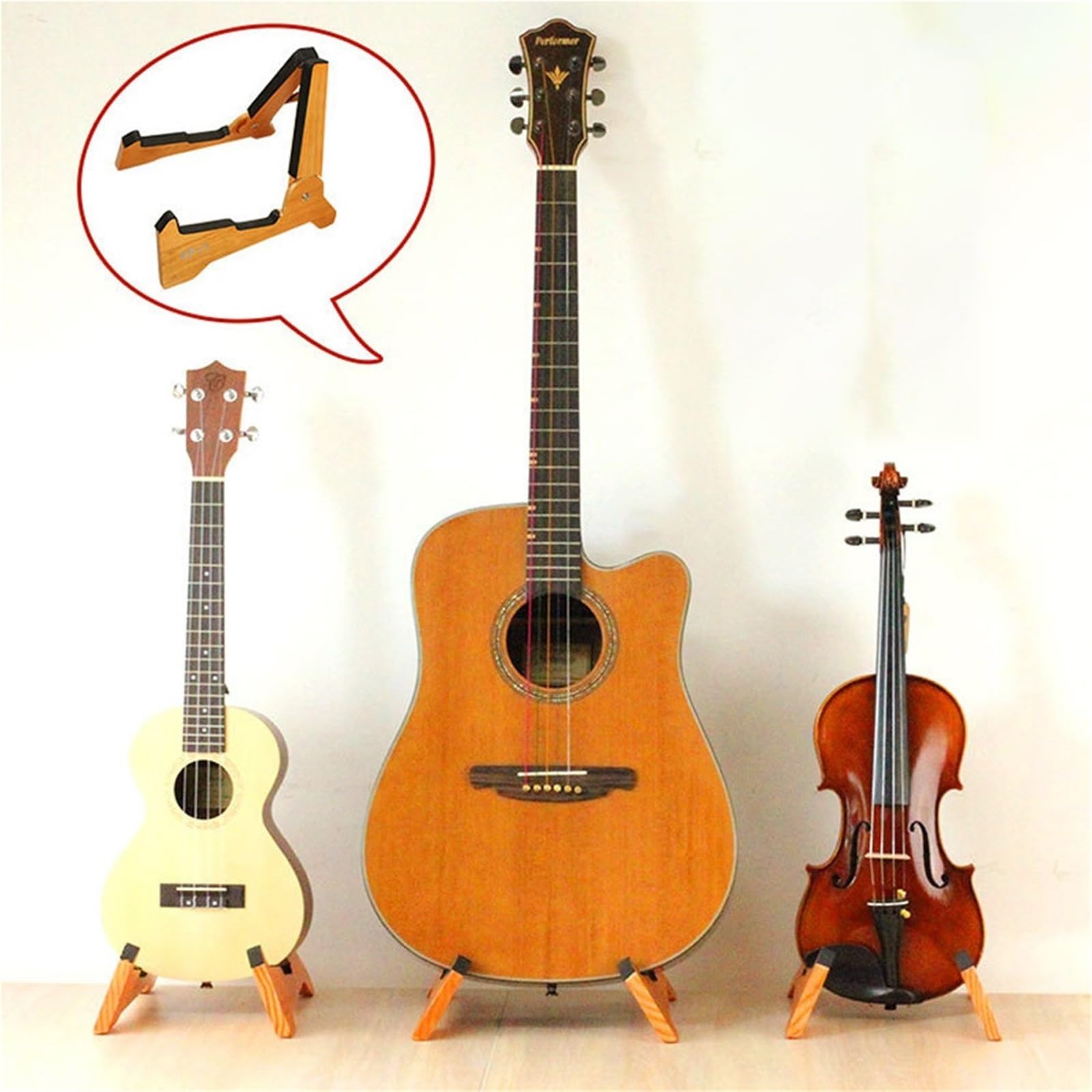 Gitarrenständer aus Holz Stabiler Gitarrenständer aus Holz, klappbar