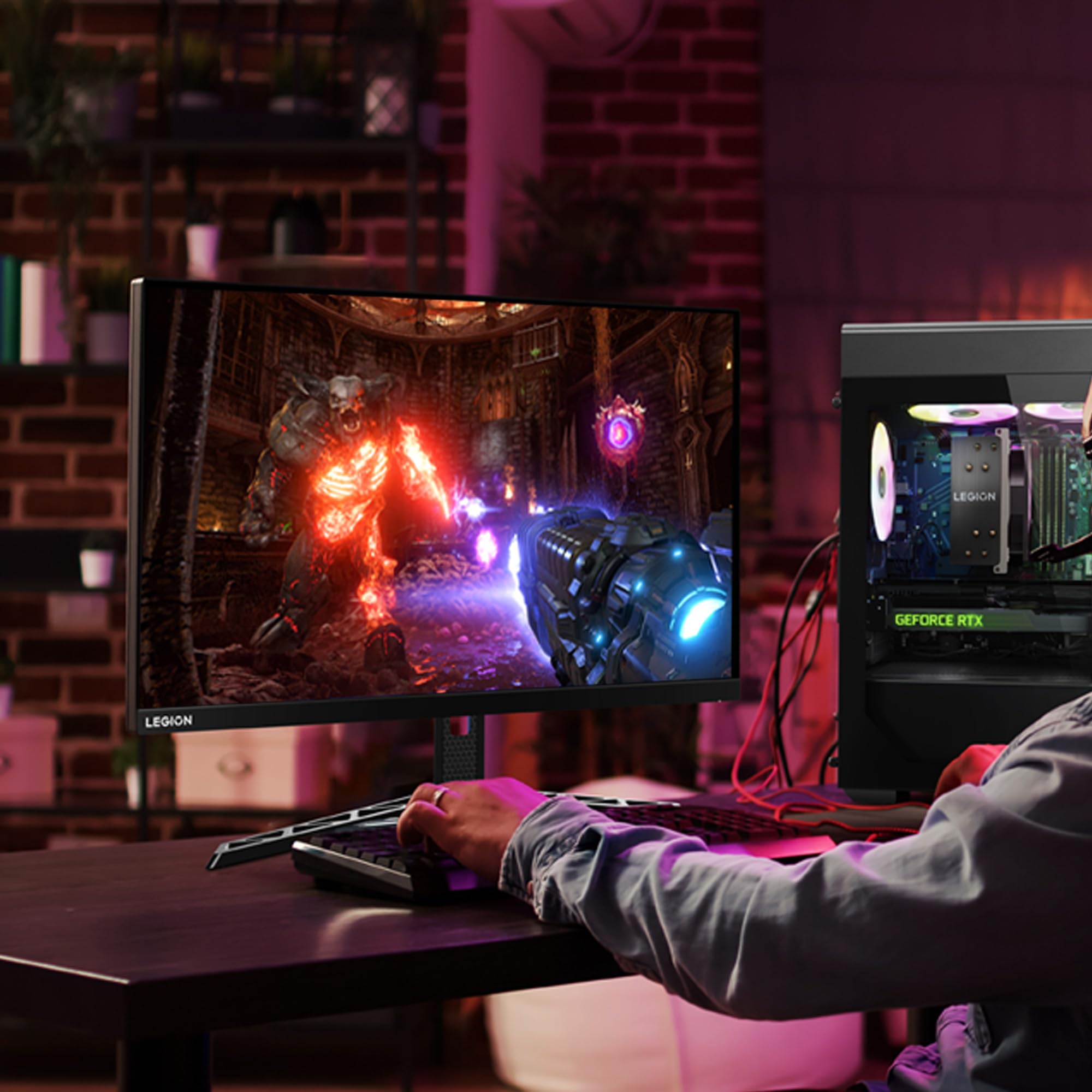 Lenovo Legion Y27qf-30 Monitor Gaming 27" QHD (2560x1440), IPS, 0.5ms, 240Hz (Overclock 250Hz), Altoparlanti, Regolabile, AMD FreeSync Premium, HDMI 2.1 + DP