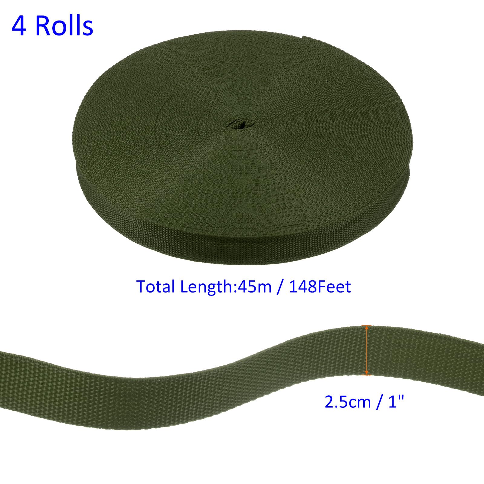 M METERXITY Baum-Bindungsband-4 Rollen 180 m x 2,5 cm Garten-Bindungsbänder, Pflanzenstützen Baum-Bindung, Baumstütz-Bänder für den Einsatz im Freien/Garten/Pflanzen/Bindung (Armee-Grün)