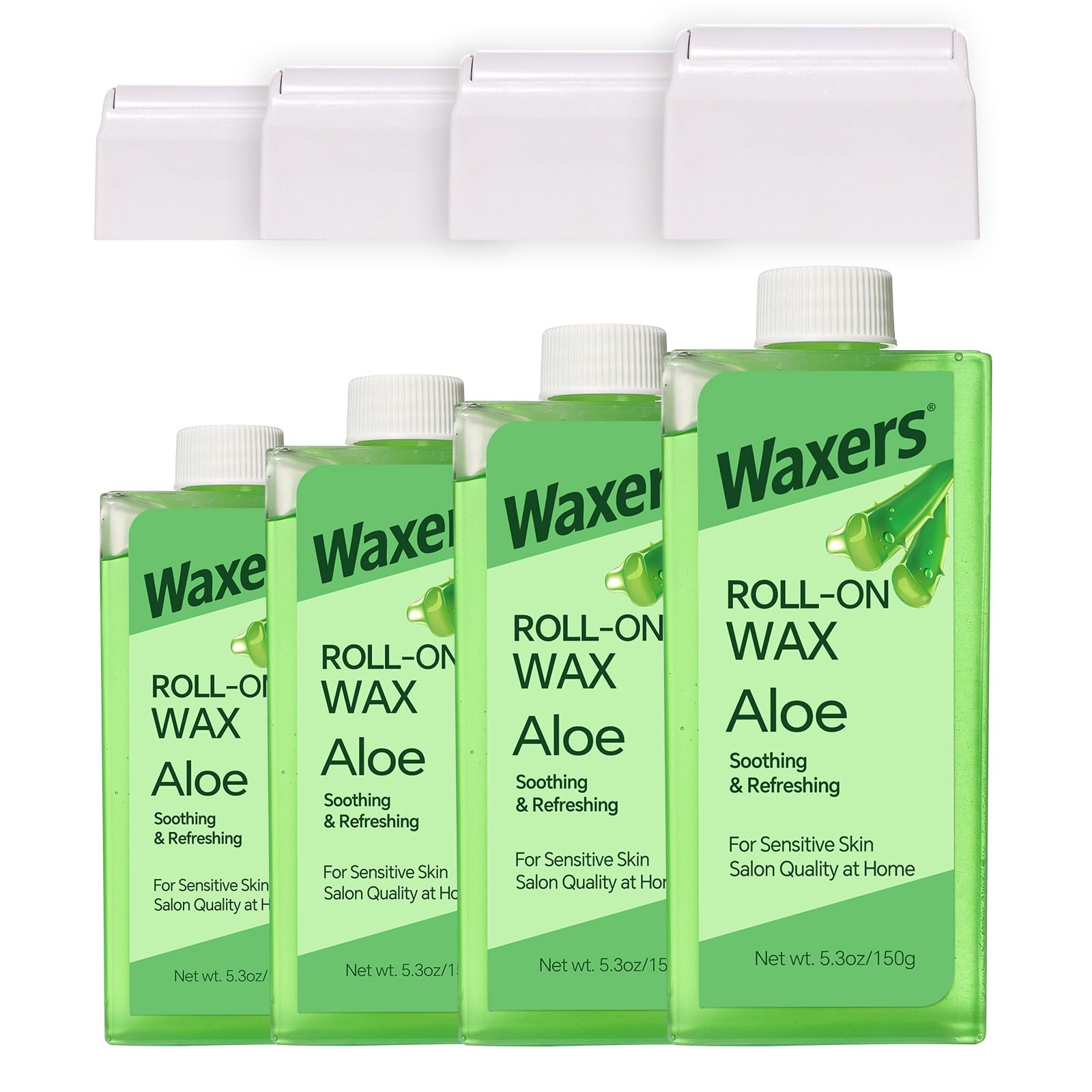 Waxers Roll on Wax Refill for Hair removal Aloe Vera at Home Roller Waxing Cartridges for Sensitive Skin Depilatory Soft Wax for Legs Arms & Body