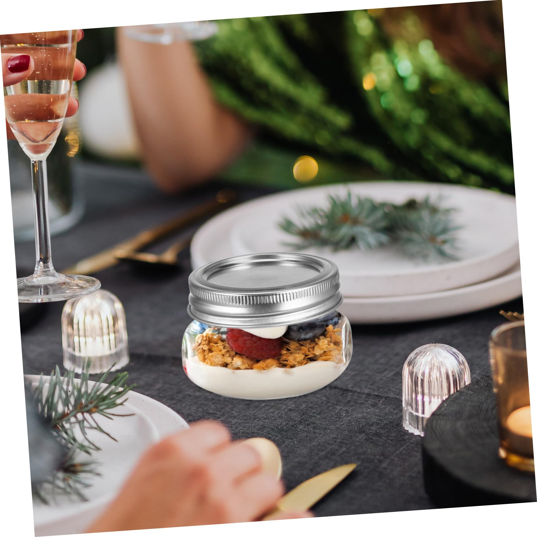 GALPADA 6stücke Glasbehälter mit Deckel für Lebensmittel Kleine Einmachgläser zum Aufbewahren von Gewürzen Marmelade Honig und Desserts Wiederverwendbar und Sperrig