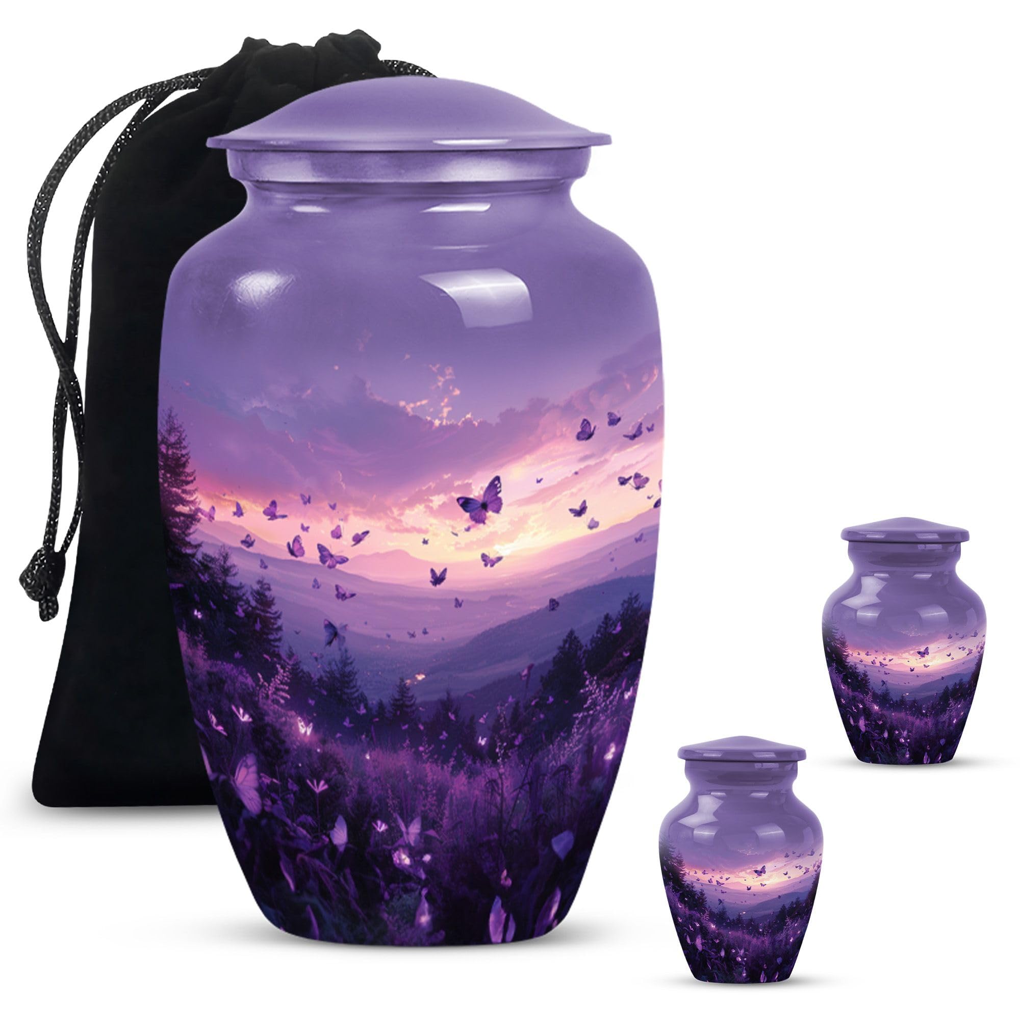 YATHABHISA Purple Meadow Mini Urn, Decorative Urn, Large Urn for Ashes for Women, Urn for Ashes Adult Male, Funeral Cremation Urn, Burial Urn for Adult Human Ashes, Miniature Urn for Human Ashes โ image 1