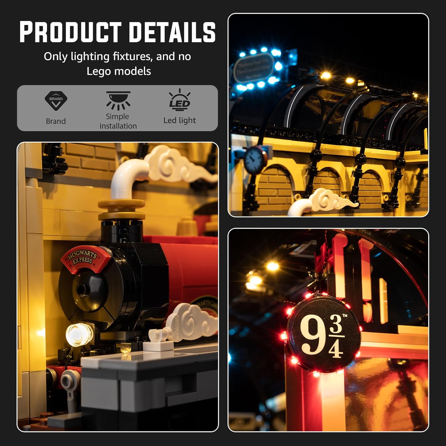 Nitemode LED Light Kit Compatible with Lego Harry Potter Book Nook: Hogwarts Express 76450, Upgraded Remote Control Multi-Light Effect Sequence Design Lighting Accessories(No Model)