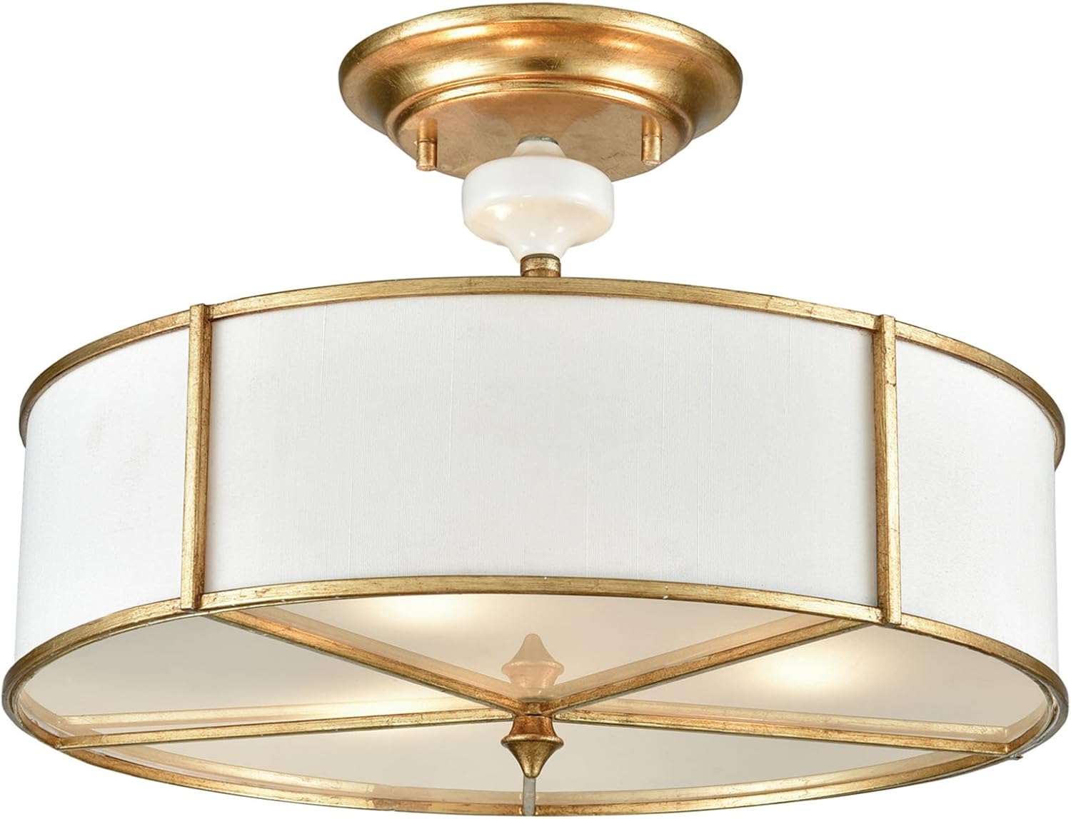 Bеѕt Cуbеr Dеаlѕ 🔥 Elk Lighting 33052/3 Ceramique 3 Antique Gold Leaf Semi Flush Mount