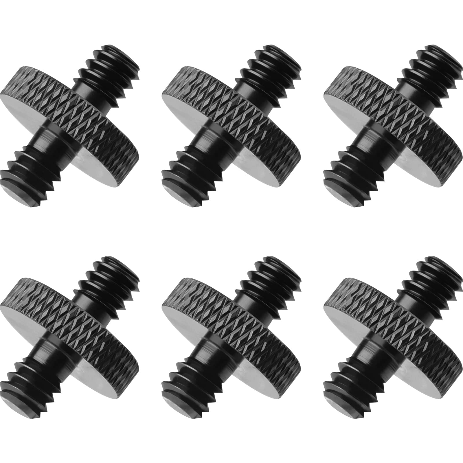 Sanchamy1/4" Male to 1/4" Male Threaded Tripod Screw Adapter Double Head Stud Standard Mounting Thread Converter for Camera Cage Mount Light Stand Monopo Shoulder Rig Tripod Black-6 Packs