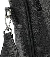 Vista 8 de Maletín de cuero PU para laptop, repelente al agua, multifuncional, bolsa de hombro para laptop de hasta 15.6 pulgadas (PU negro)