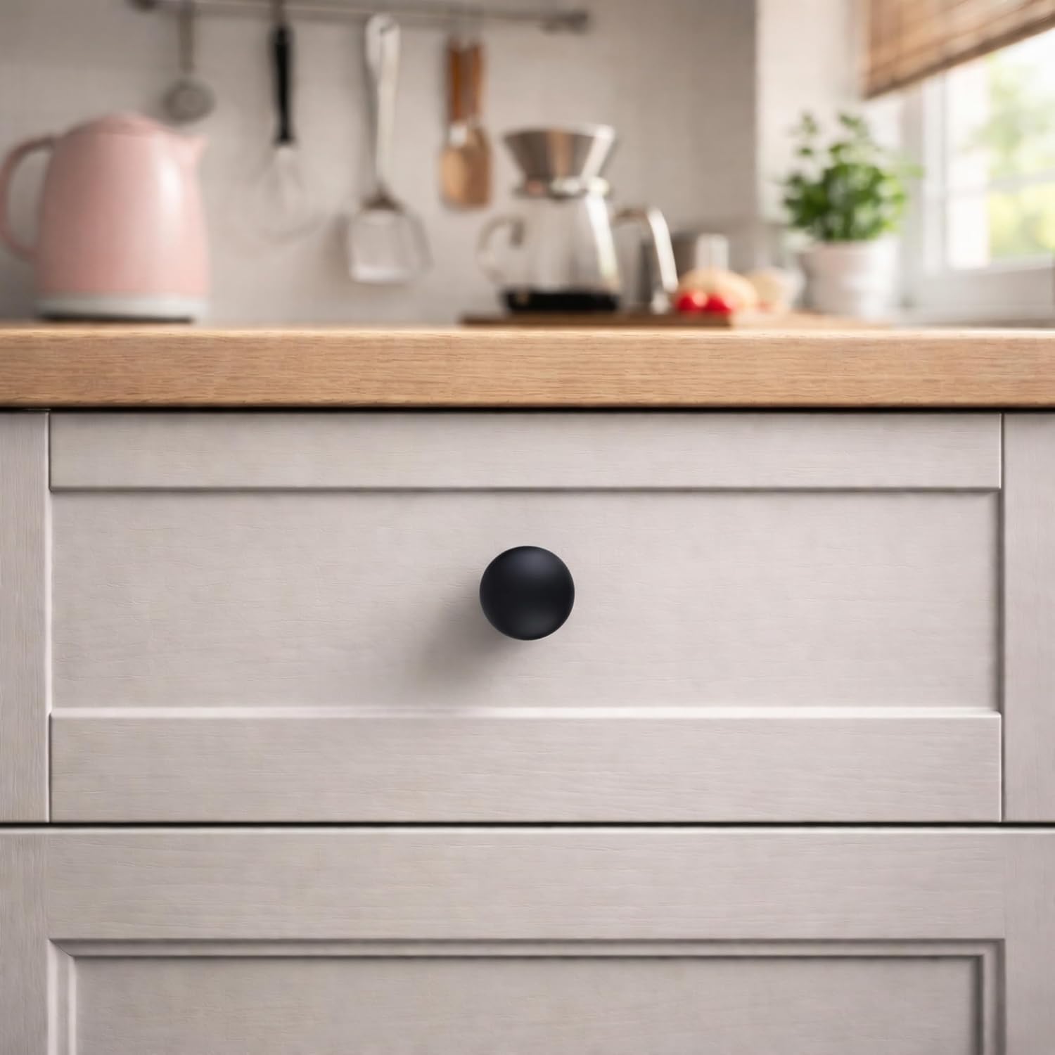 10 Pack Matte Black Cabinet Knobs, Modern Furniture Hardware Zinc Alloy Knob, Single Hole Hardware Handles Kitchen Cabinet Dresser Knob, Drawer Knobs