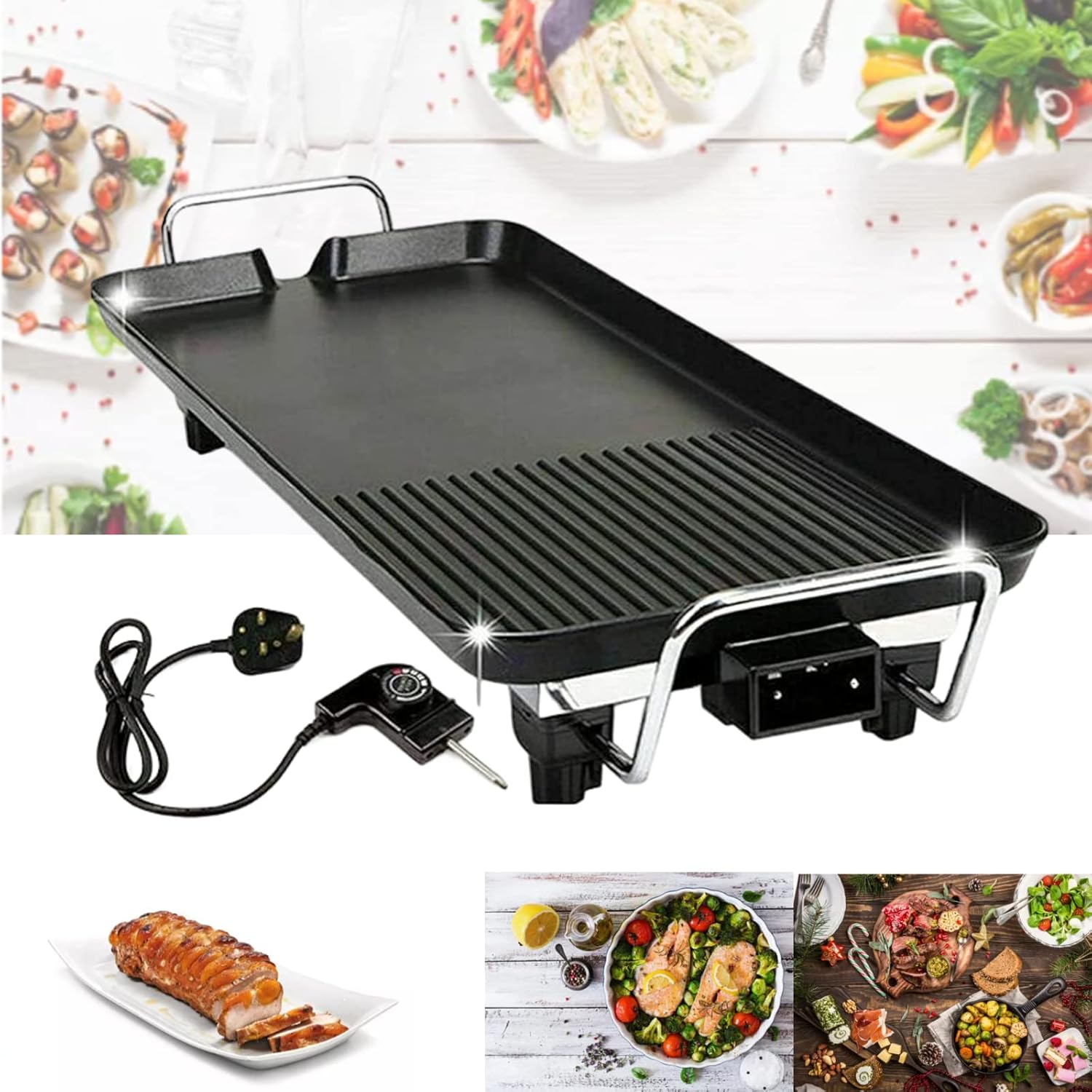 1500W Outdoor Indoor Griddle, Large Barbecue Hot Plate Electric Camping