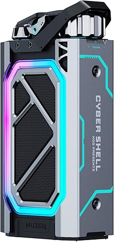 Muzen Cyber Shell Altavoz Bluetooth, altavoces Bluetooth portátiles RGB dinámicos, graves de sonido fuertes, potente salida de 20 W, emparejamiento