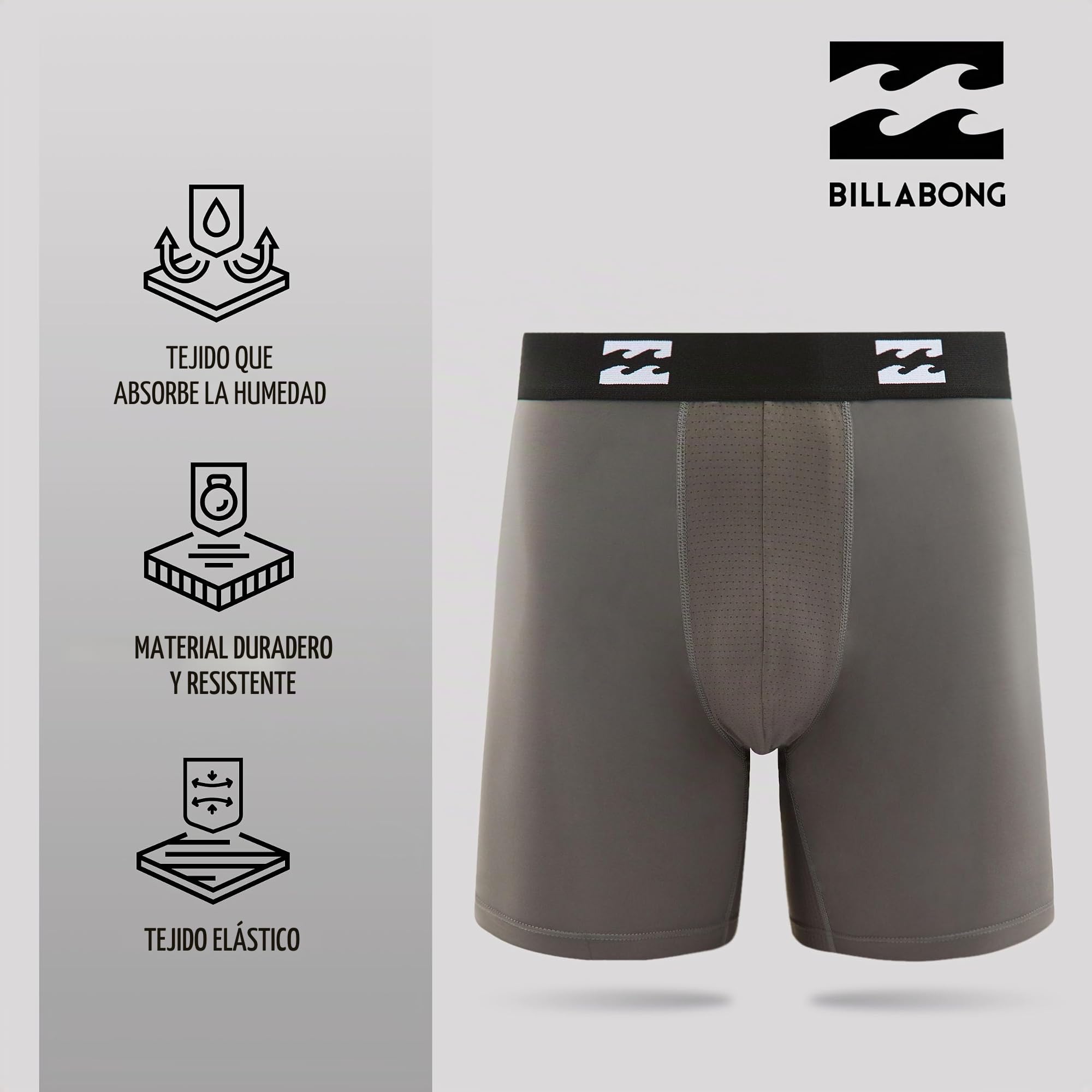 Billabong Paquete de 4 calzoncillos tipo bóxer de microfibra para hombre