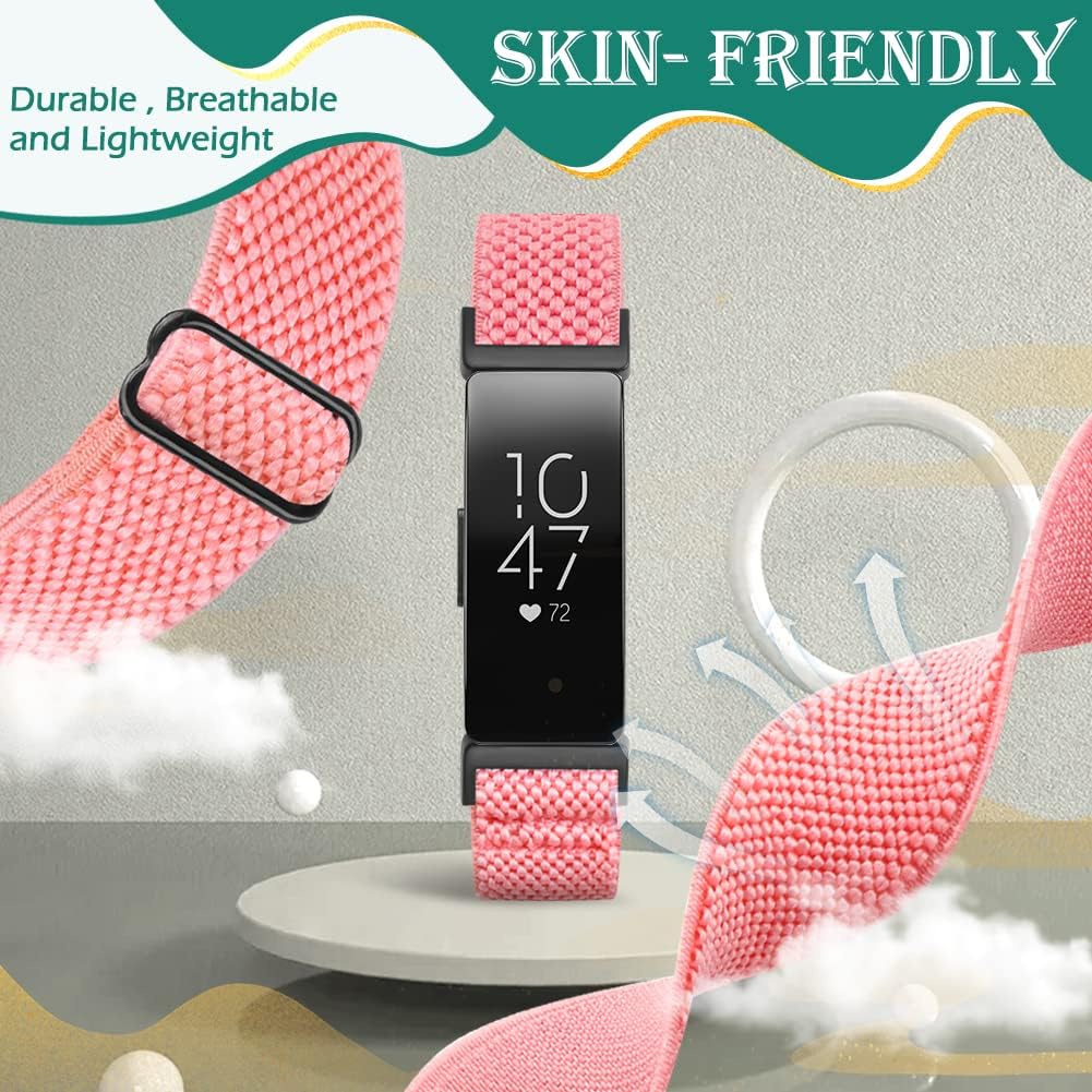 Adjustable Elastic Nylon Sport Bands Compatible with Fitbit Inspire 3/Inspire 2/Inspire/Inspire HR/Ace 2/Ace 3, Soft Loop Stretchy Straps Replacement Wristbands for Fitbit Inspire Women Men image 4
