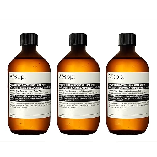 Aesop Resurrection Aromatique - Recambio de lavado de manos  Limpiador suave con aceites de naranja, romero y lavanda  16.9 onzas (paquete de 3)
