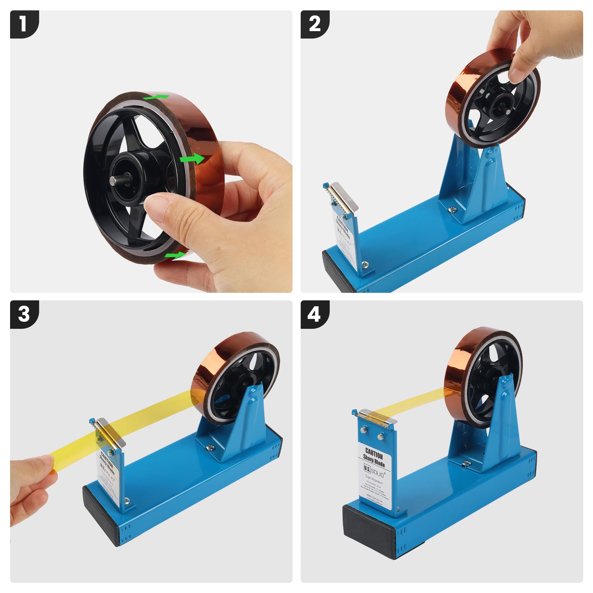 U.S. Solid Dispenser per nastro adesivo da scrivania, larghezza 3,8 cm, nucleo da 2,5 o 7,6 cm, ferro, blu