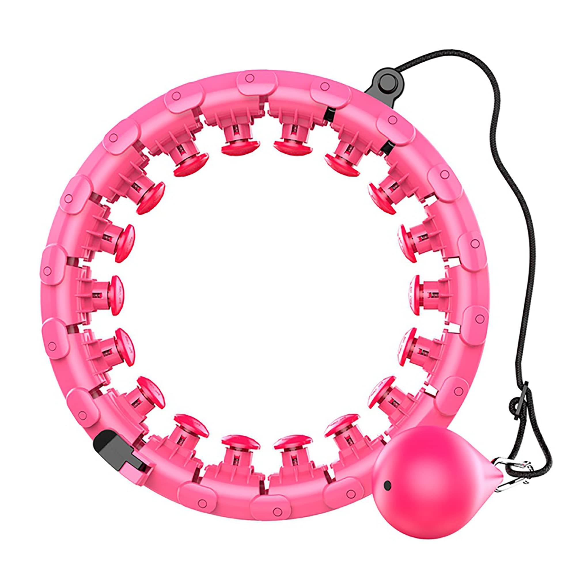 Smart Hula Hoop, 2 in 1 Bauch Fitness ÜBung Massage Hu-la Hoop Reifen, mit 360 Grad Automatisch Drehendem Ball, FüR AnfäNger Kinder Erwachsene/Rosa / 19 Knots