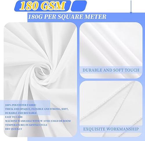 Miniatura 3 de Paquete de 6 manteles cuadrados blancos de 52 x 52 pulgadas, mantel cuadrado de poliéster para mesa cuadrada o redonda, resistente a las manchas y a