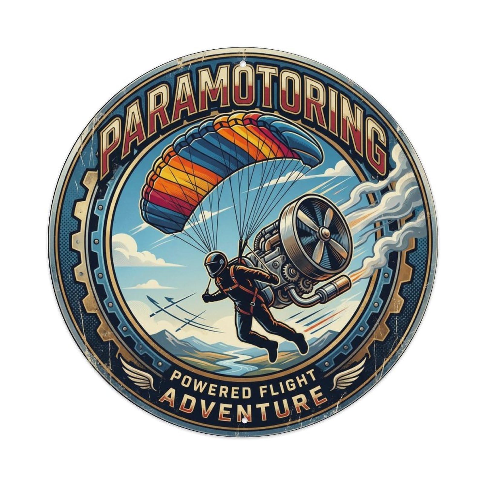 Vintage Paramotoring Extreme Sports Badge Metal Tin Sign
